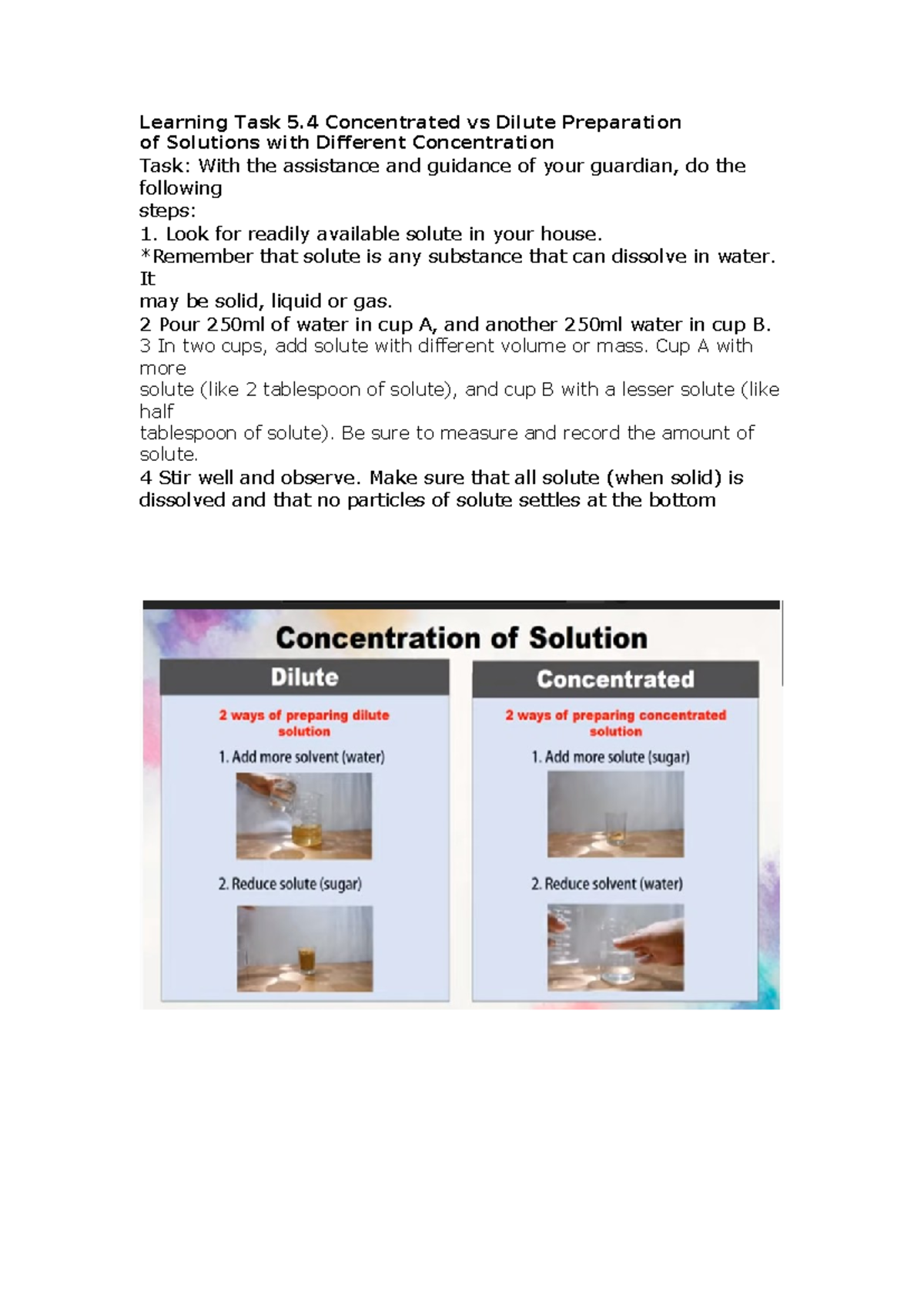 Learning Task 5.4 Gaddi Zack Science - Learning Task 5 Concentrated vs ...