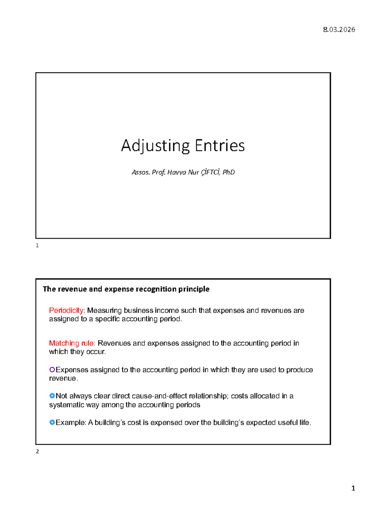 8.03.2026 Adjusting Entries: Revenue & Expense Recognition Principles ...