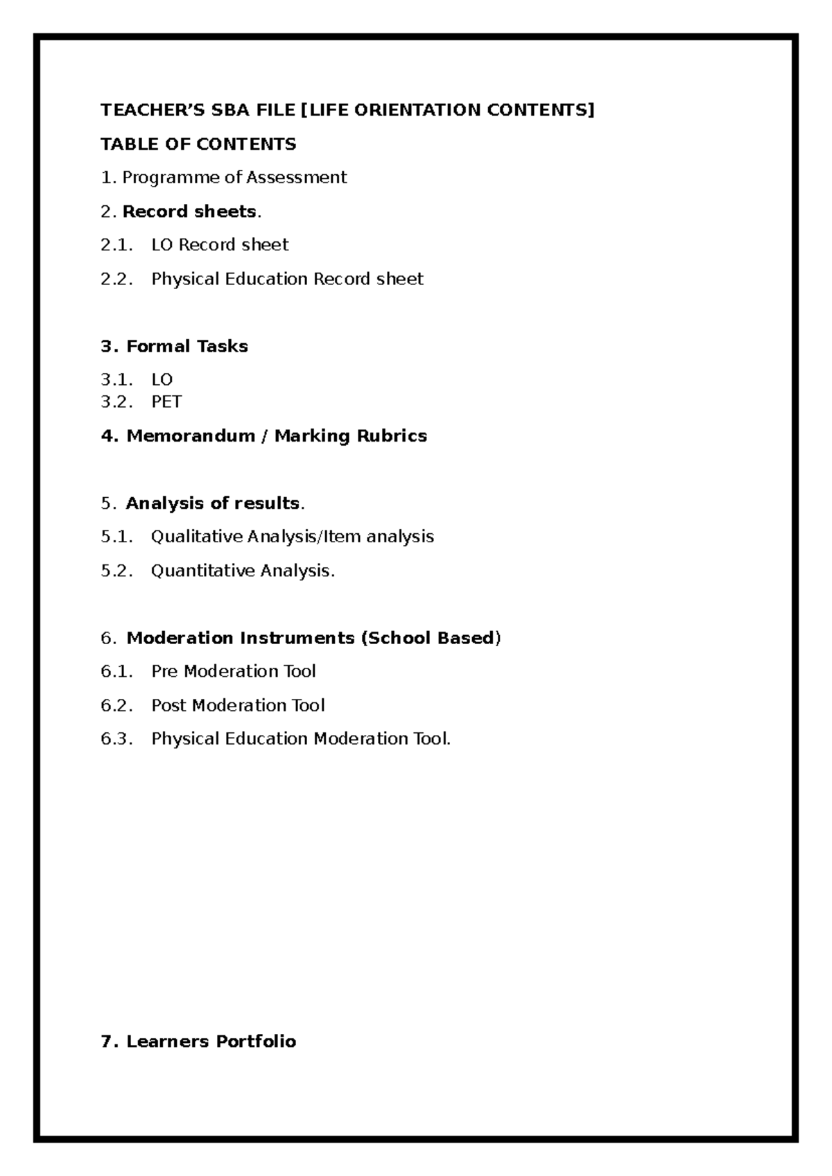 LO SBA Contents FILE - Helping people - TEACHER’S SBA FILE [LIFE ...