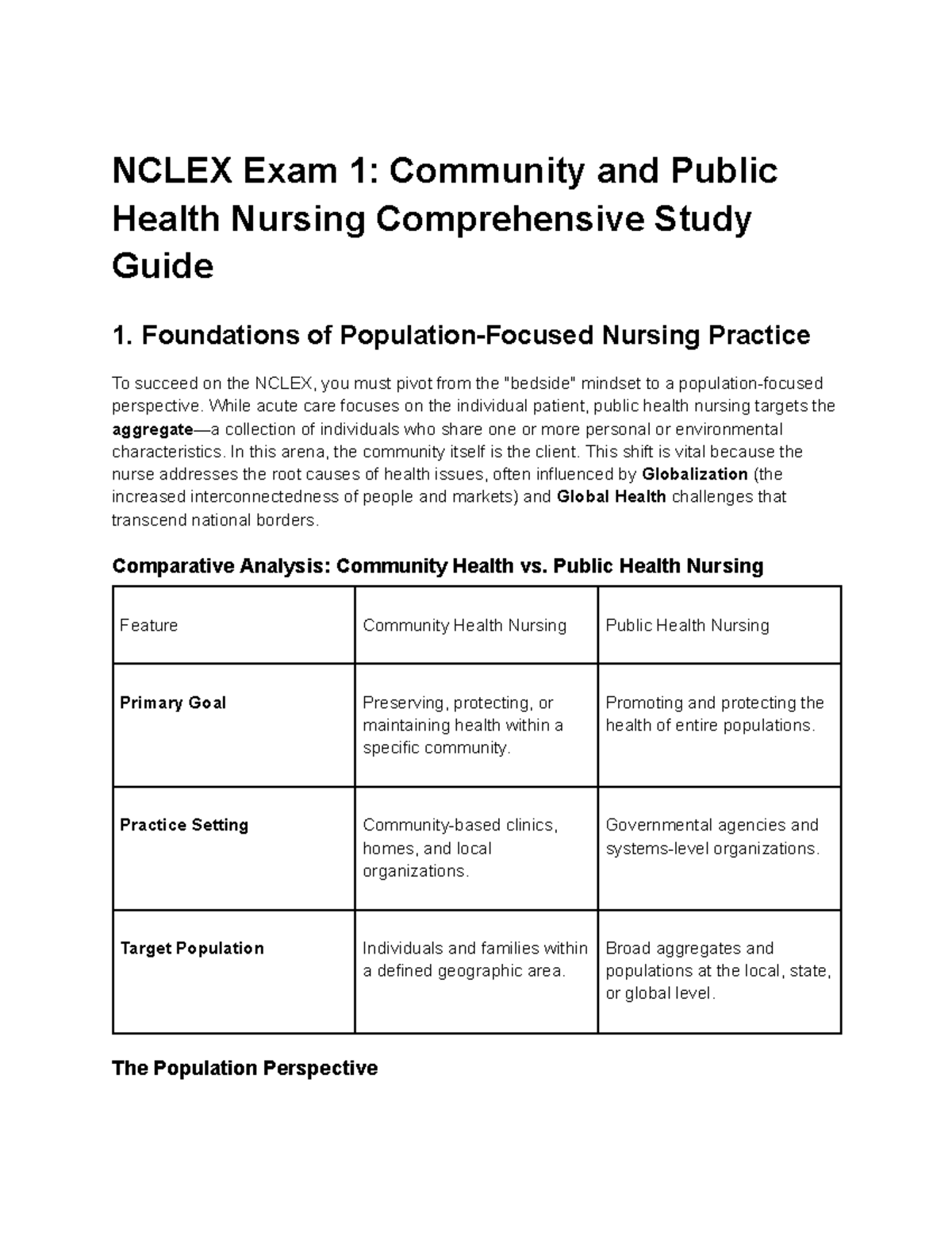 NCLEX Exam 1: Community and Public Health Nursing Study Guide - Studocu