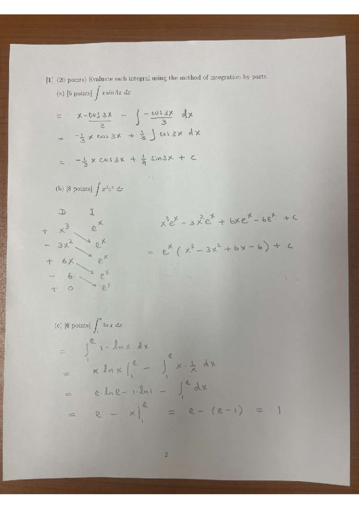 Test 2 Solutions - Math 101: Integration Techniques and Applications ...