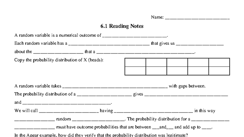 Chapter 6 Reading Notes 2024: Random Variables & Distributions - Studocu