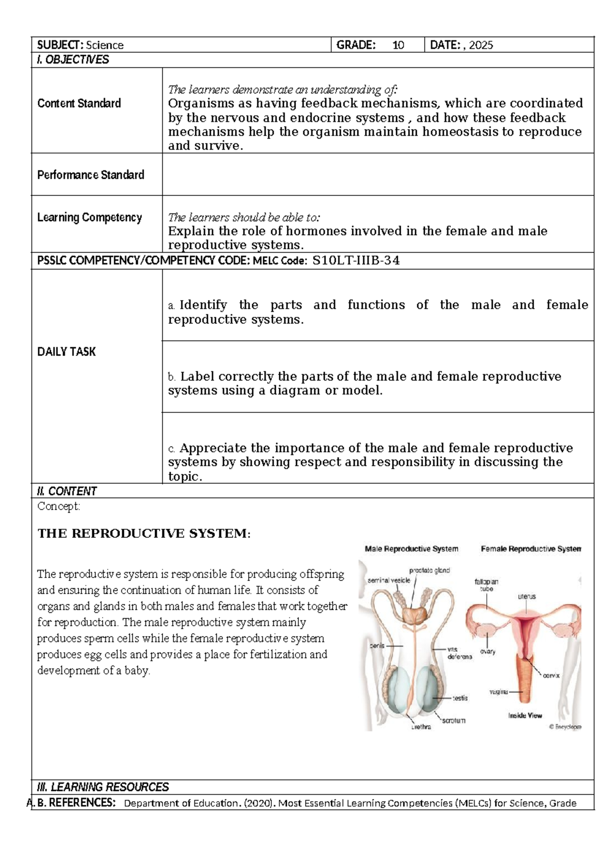 Reproductive System Overview for Science I (Grade 10) - Studocu