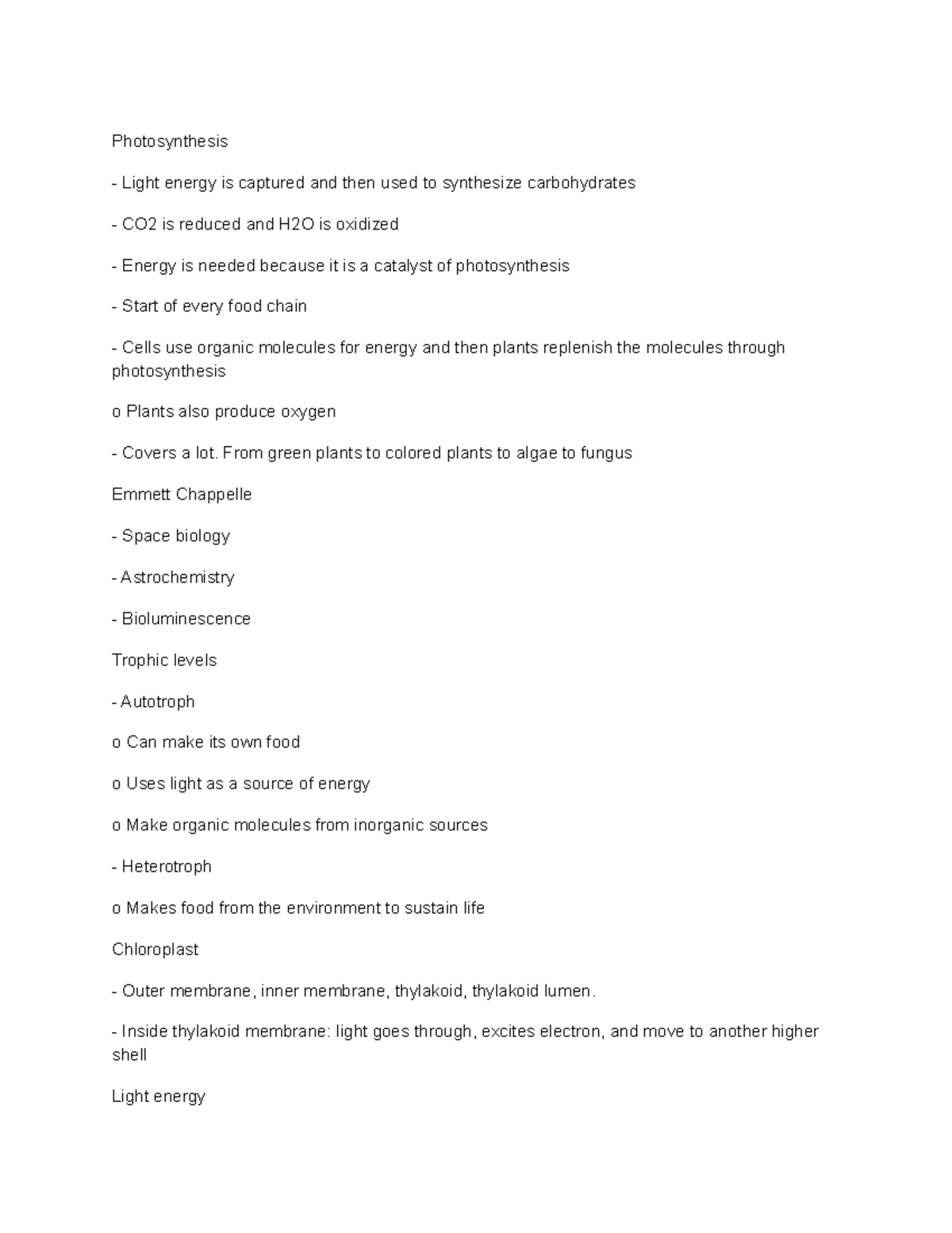 Photosynthesis - Notes for biology - Photosynthesis Light energy is ...