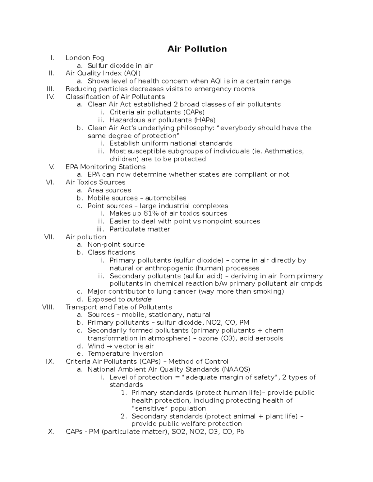 ENV 101 Final Exam Study Guide: Focus on Air Quality & Pollution - Studocu