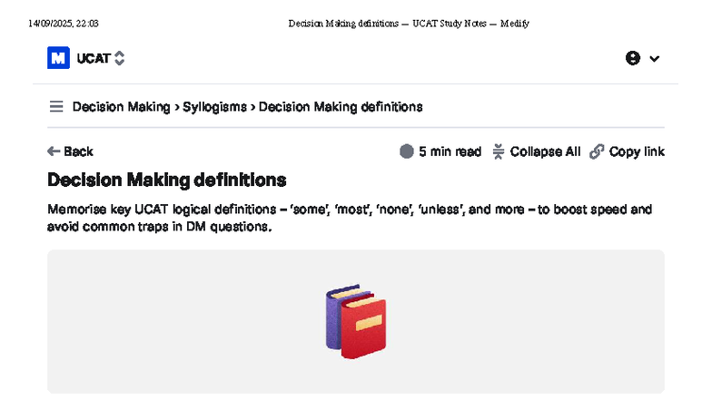 22:03 UCAT Decision Making Definitions Study Notes by Medify - Studocu