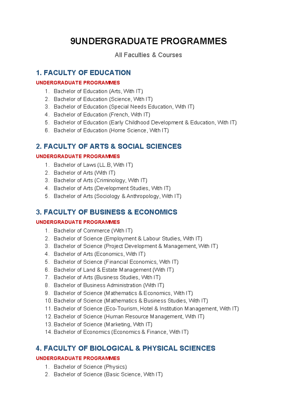 University Programmes: Undergraduate Courses Overview - Studocu