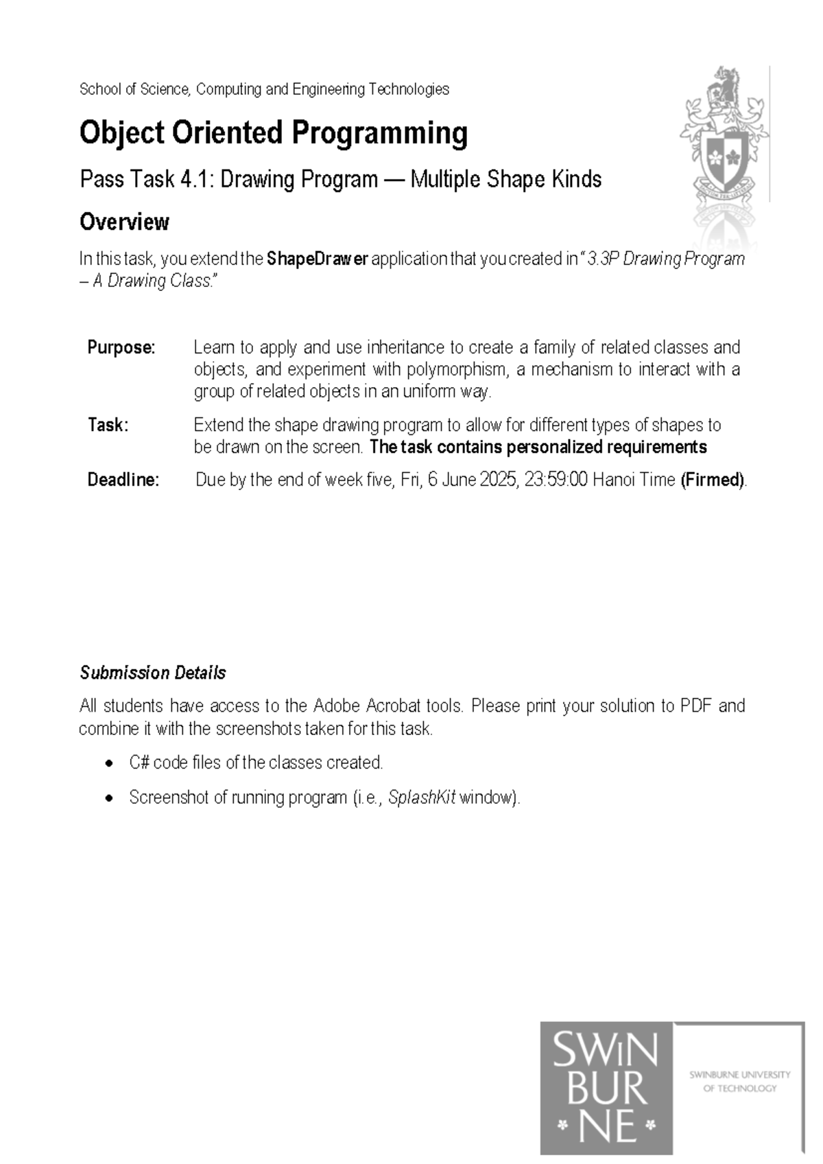 4.1P - Drawing Program: Extending Shape Types in OOP - Studocu