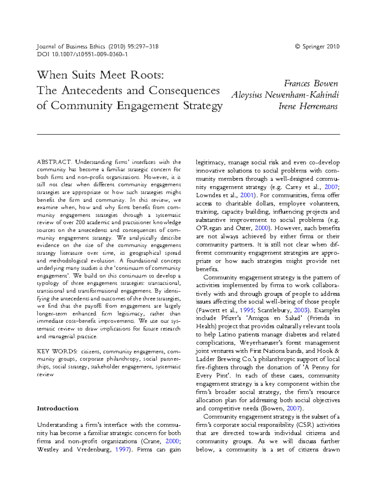 When Suits Meet Roots- The Antecedents and Consequences of Community ...