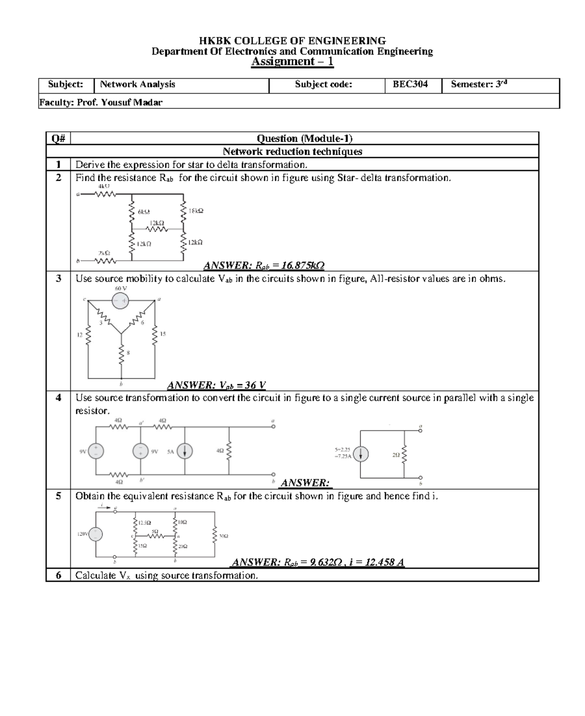 BEC304 Assignment 1: Network Analysis Techniques and Solutions - Studocu