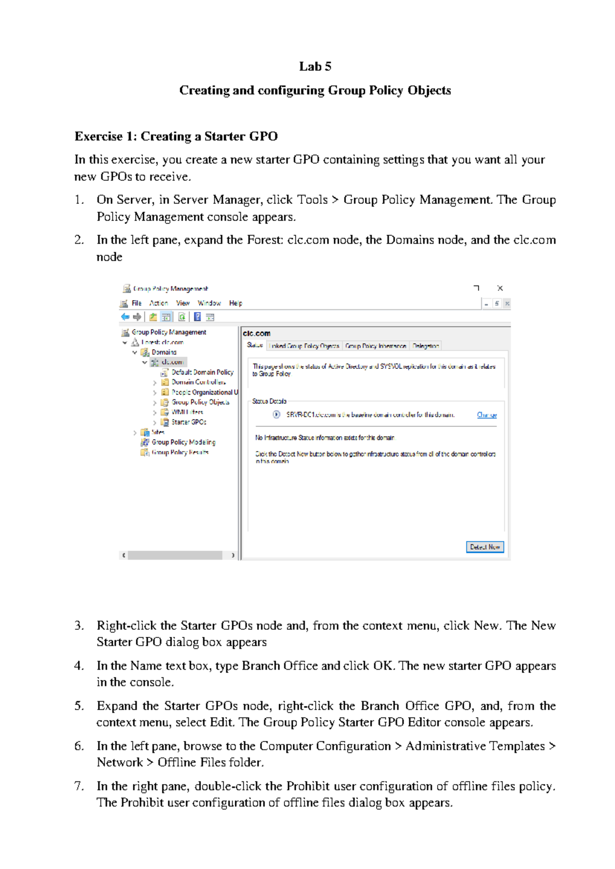 Lab 5 - Creating and configuring Group Policy Objects - Lab 5 Creating ...