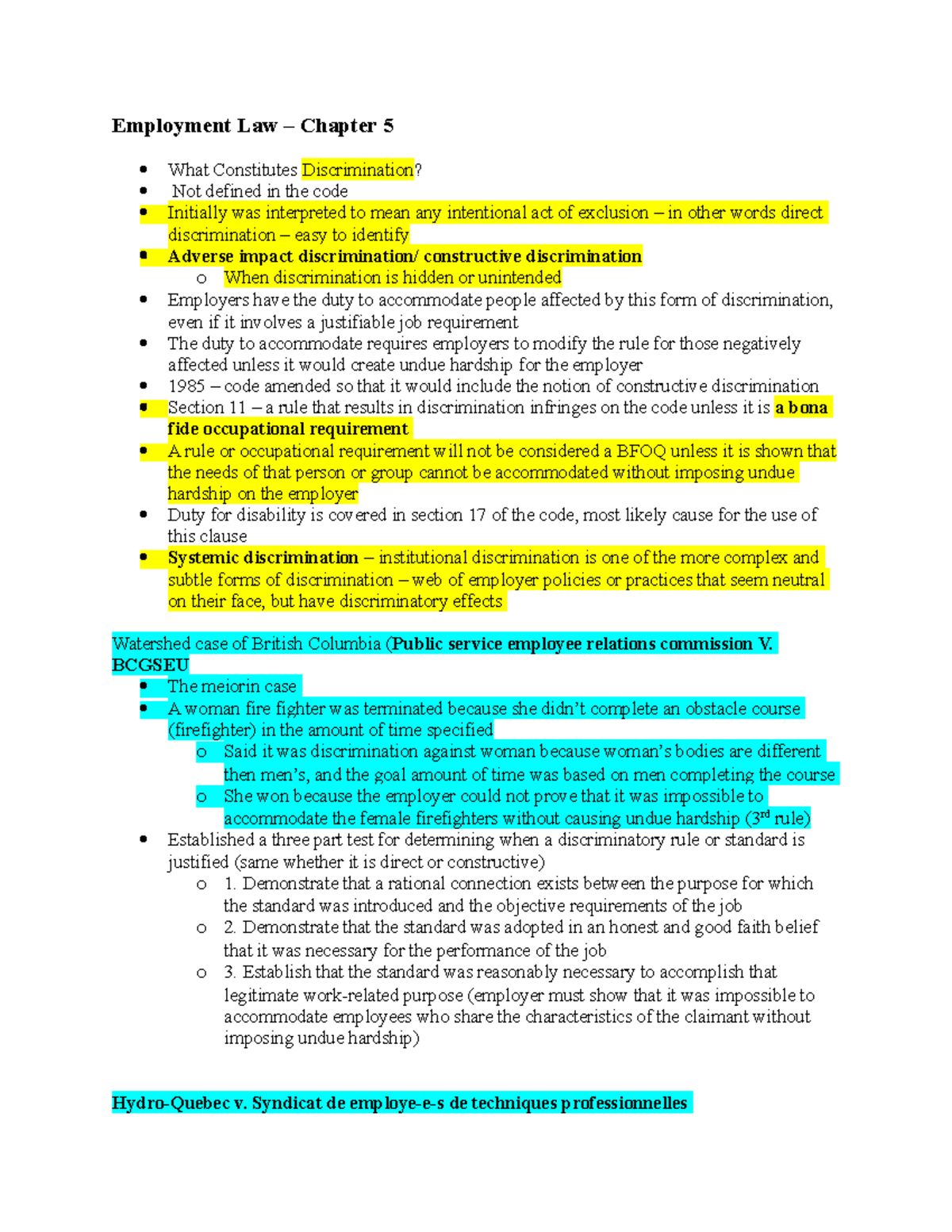 Employment Law - Chapter 5: Understanding Discrimination and ...