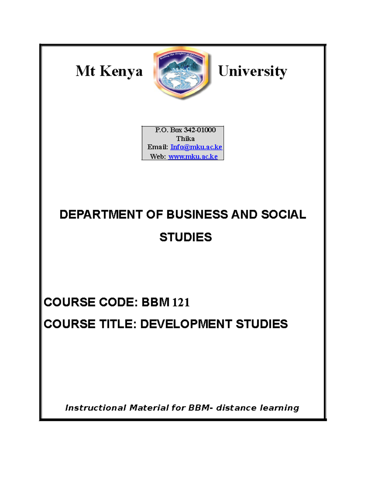 BBM 121 Development Studies: Comprehensive Module 2 Overview - Studocu