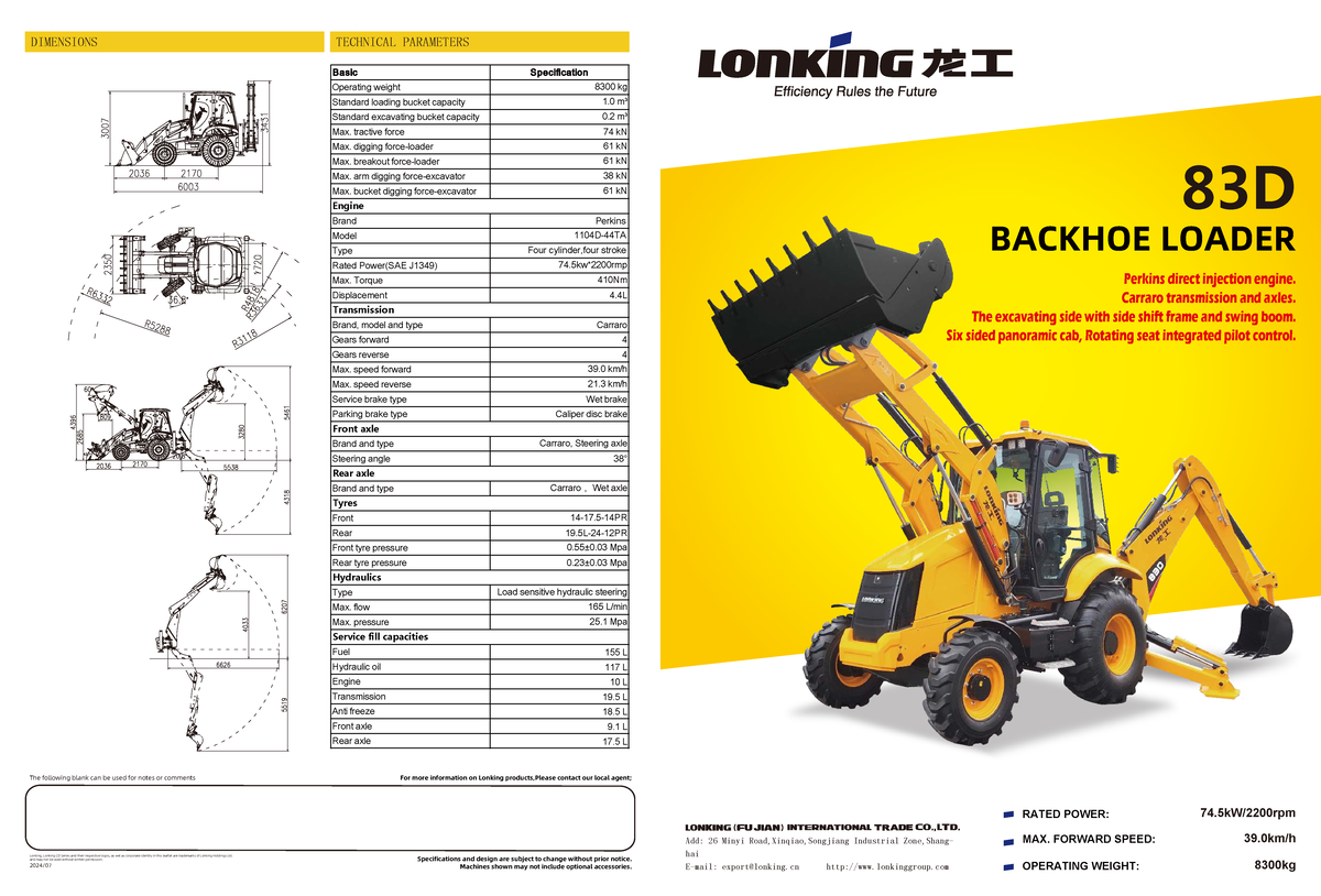 83D Backhoe Loader Specifications: Perkins & Carraro Details - Studocu