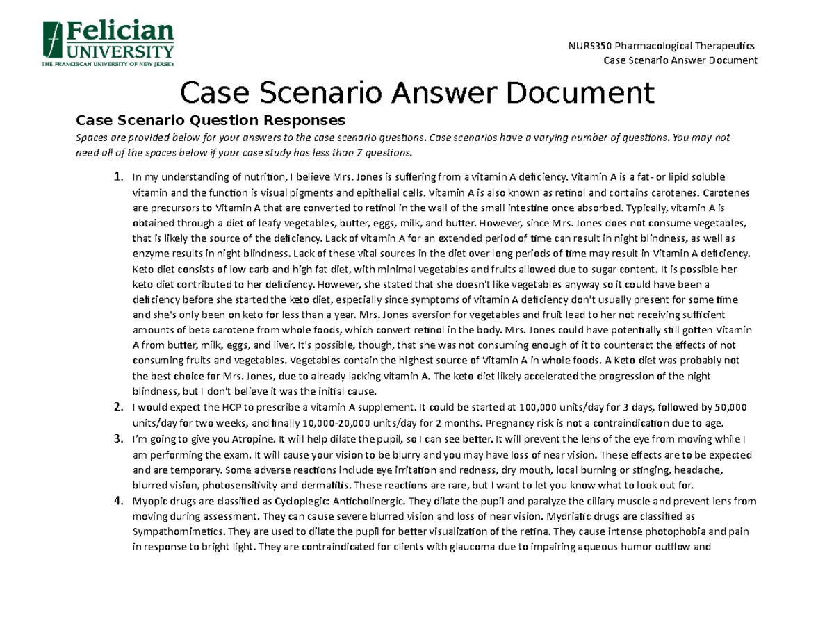 Night Blindness Case Study Analysis and Nutritional Insights - Studocu