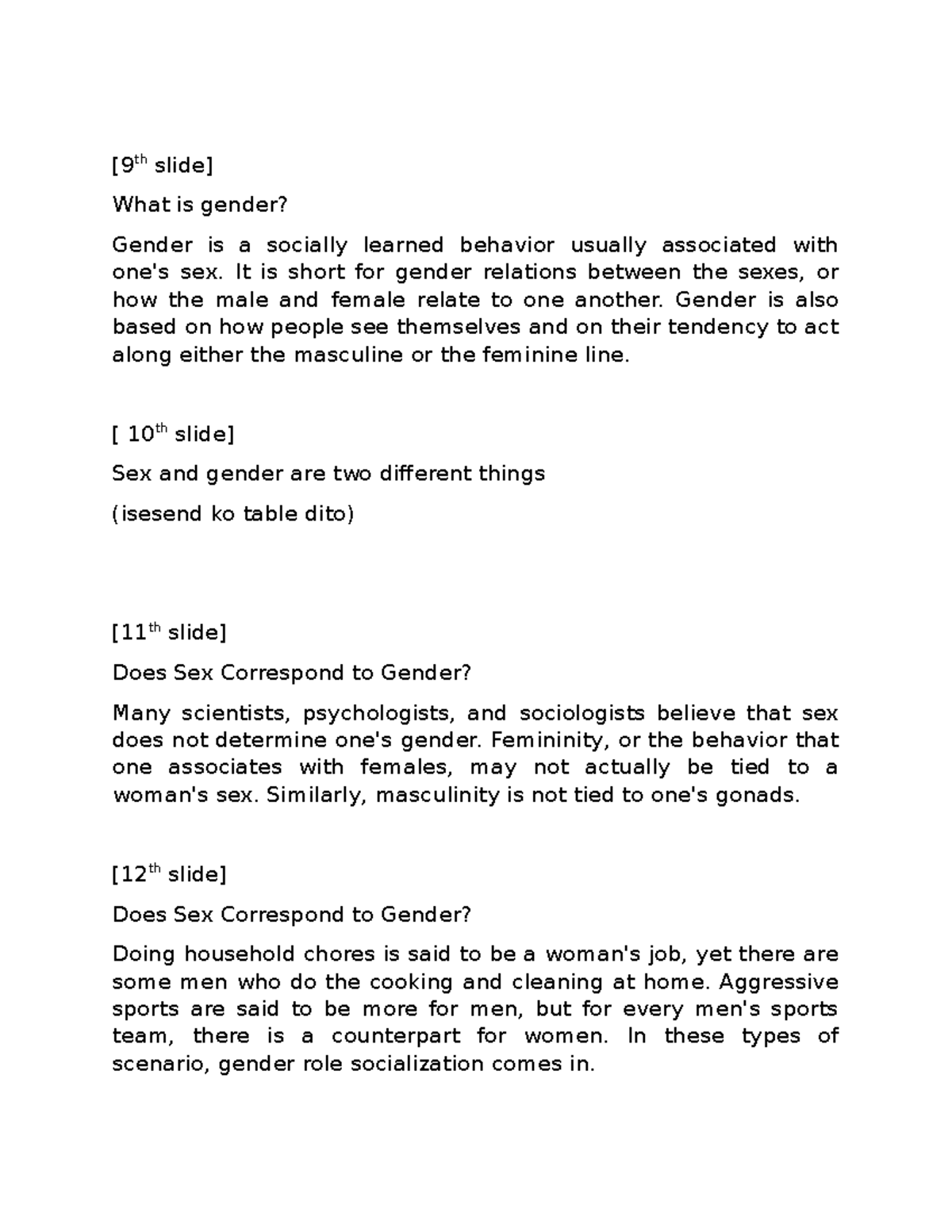 Chapter 1 and 2: Gender and Society - [ th slide] What is gender ...