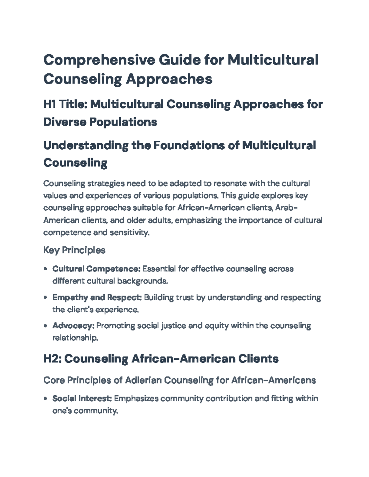 Multicultural Counseling Approaches for Diverse Populations ...