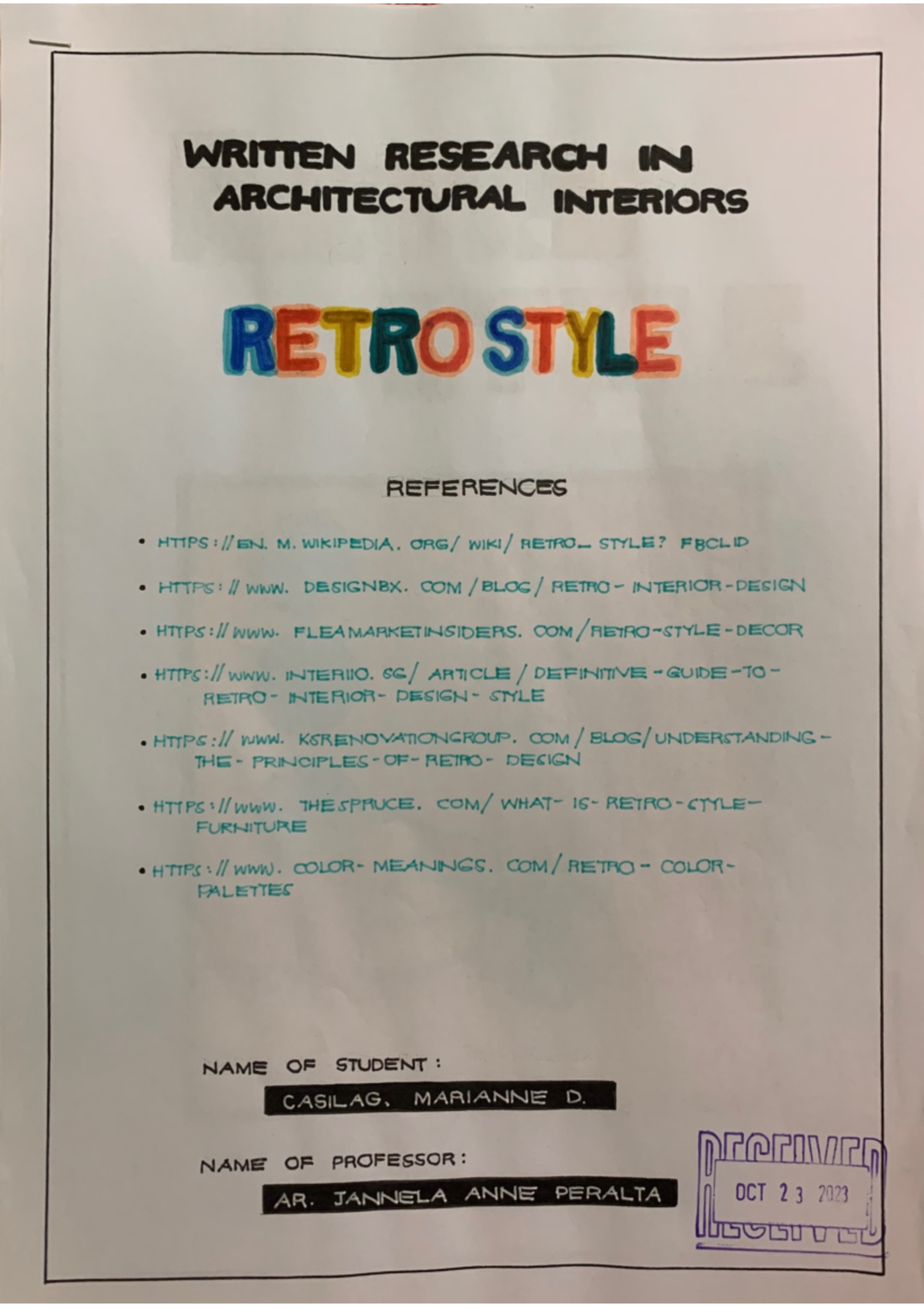 ARCH 101: Written Research on Retro Style in Architectural Interiors ...
