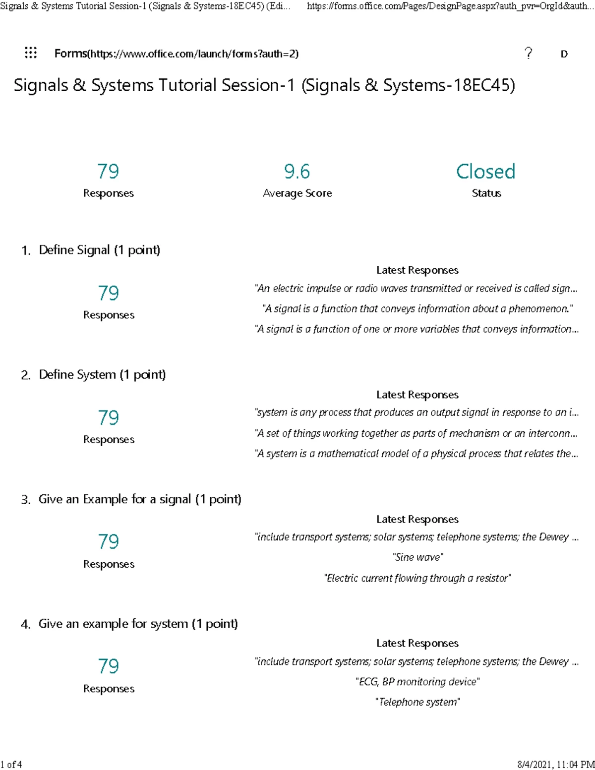 Tutorial session 2 - PRACTICE PROBLEMS - Signals and Systems 18EC45 ...