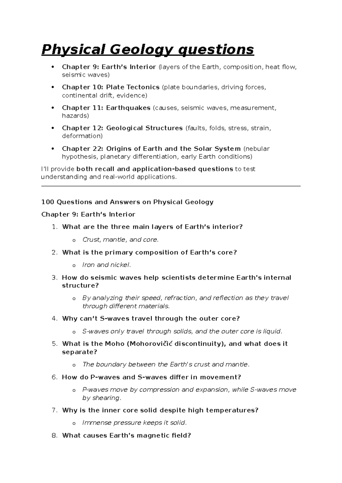 Physical Geology Q&A - Comprehensive Review for GEOL 101 Exam - Studocu