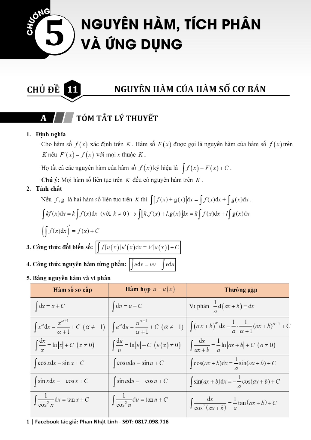 Nắm trọn chuyên đề nguyên hàm, tích phân và ứng dụng ôn thi THPT QG môn ...