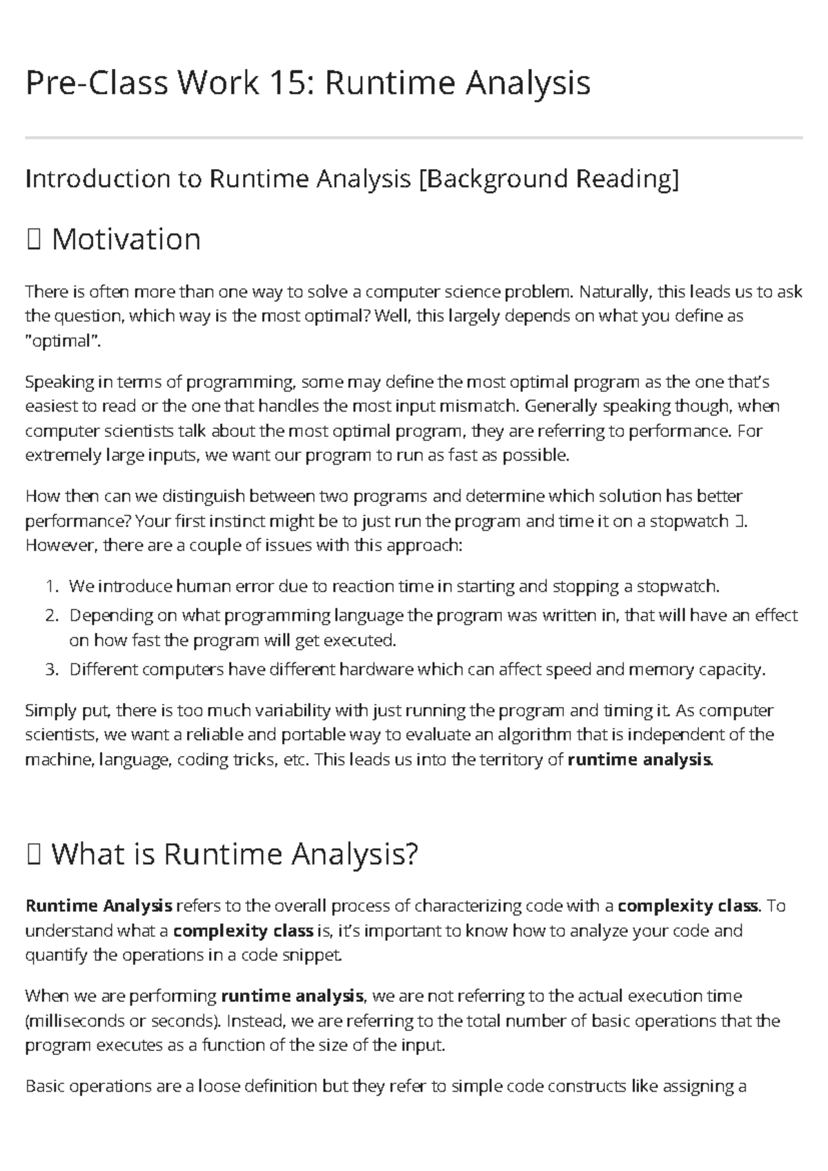 TC TIPS - Notes - Pre-Class Work 15: Runtime Analysis Introduction to ...