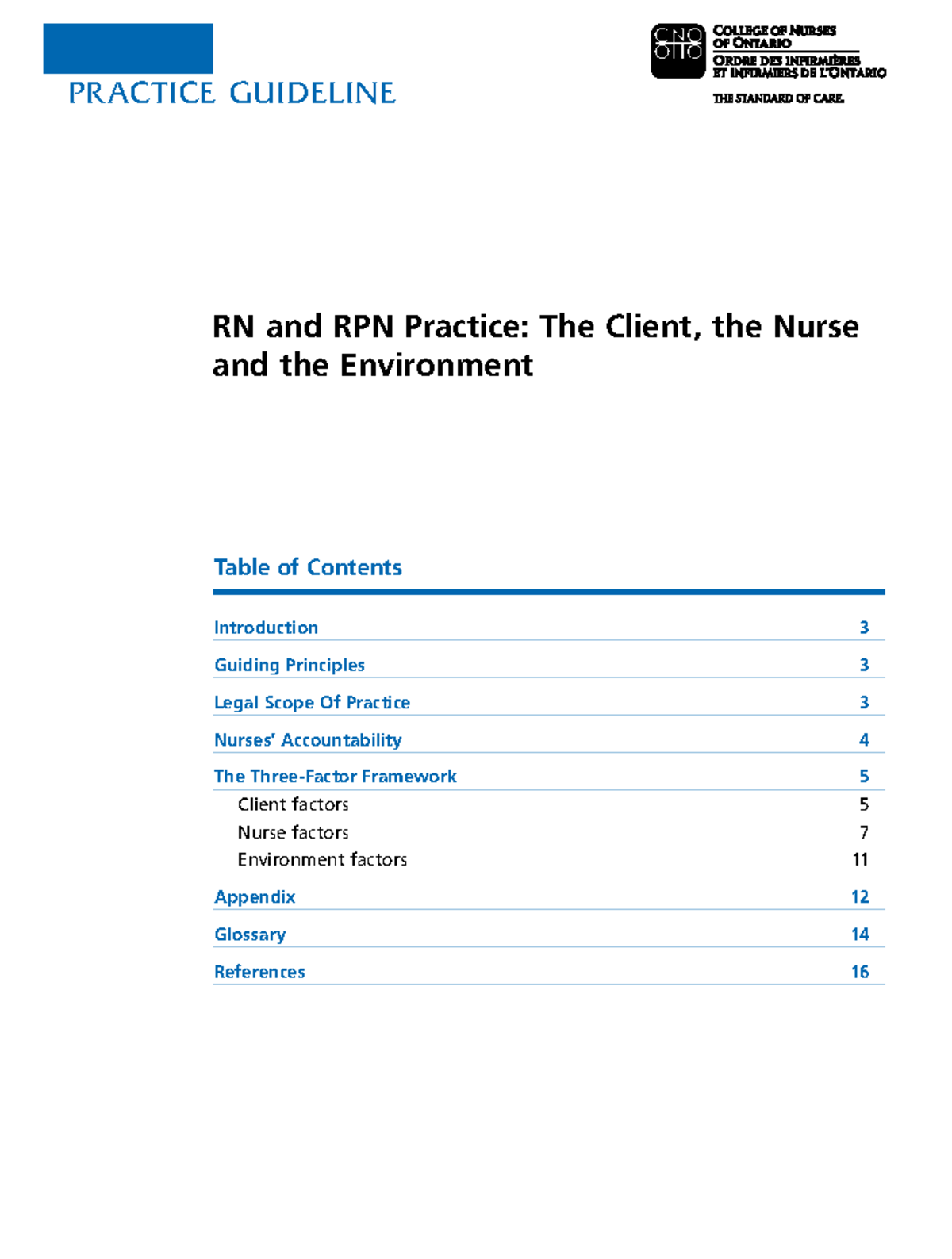 Practice Guideline: RN & RPN Roles in Client Care (Pub. No. 41062 ...