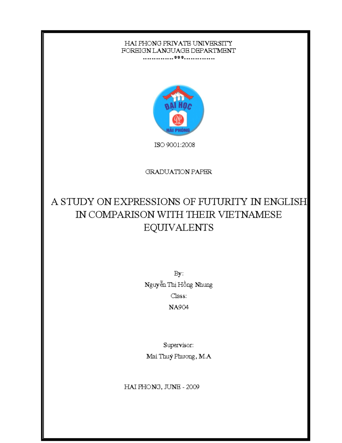 Expressions of Futurity in English: A Comparative Study with Vietnamese ...