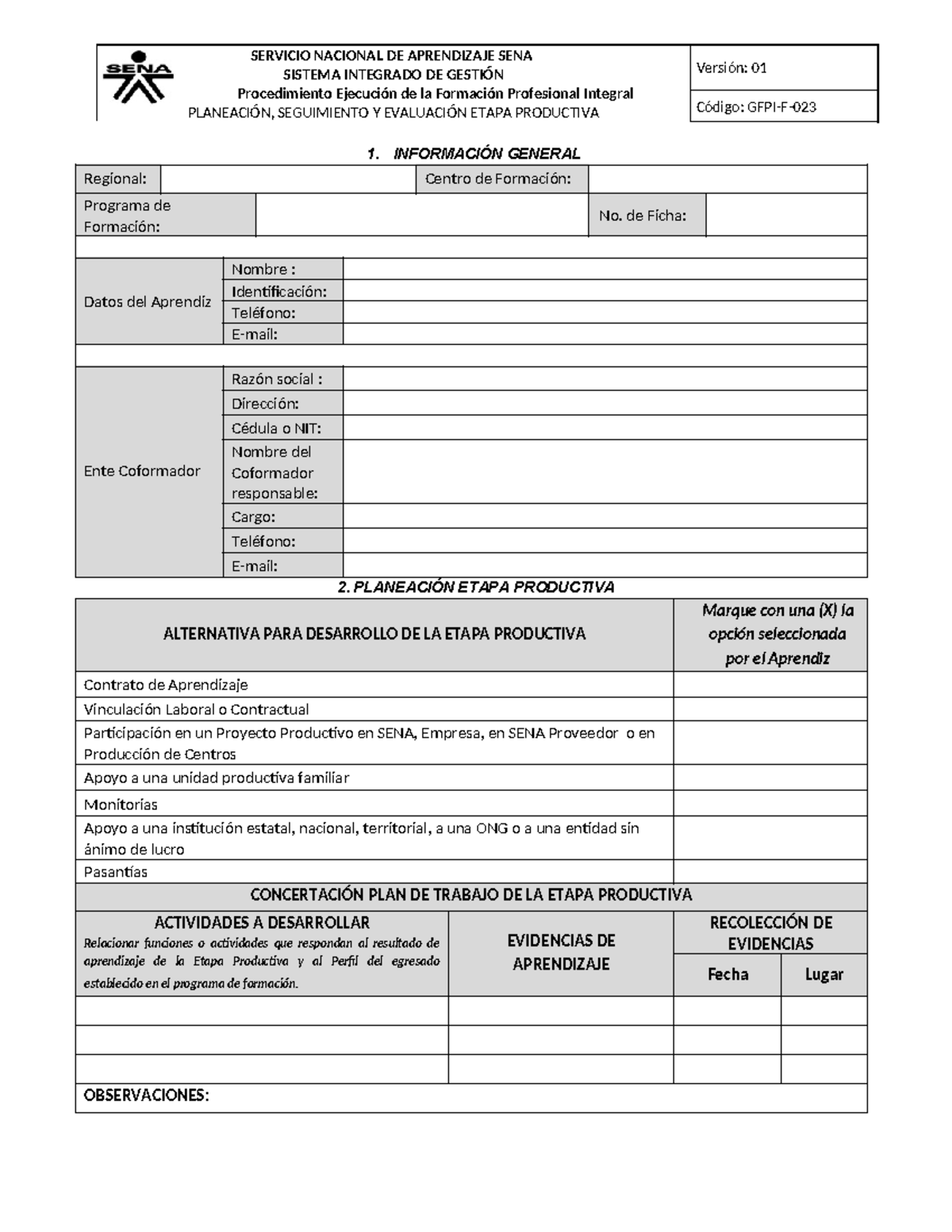 GFPI-F-023 Planeación, Seguimiento y Evaluación Etapa Productiva SENA ...