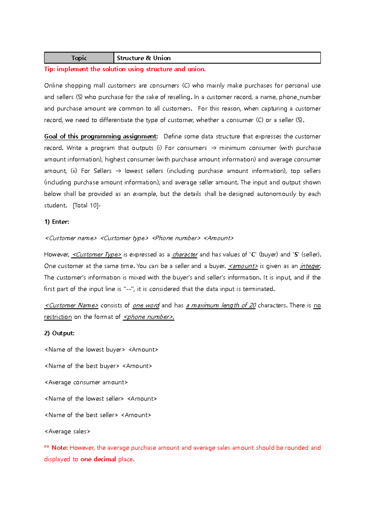 Assignment 01 - Structs and Union - Topic Structure & Union Tip ...