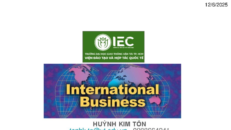 IEC- International Business C1: Overview and Key Concepts - Studocu