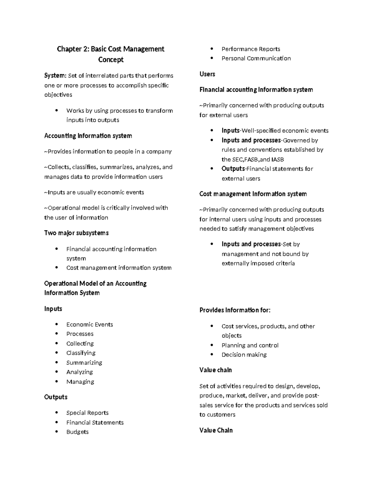 COST- Chapter-2 - none - Chapter 2: Basic Cost Management Concept ...