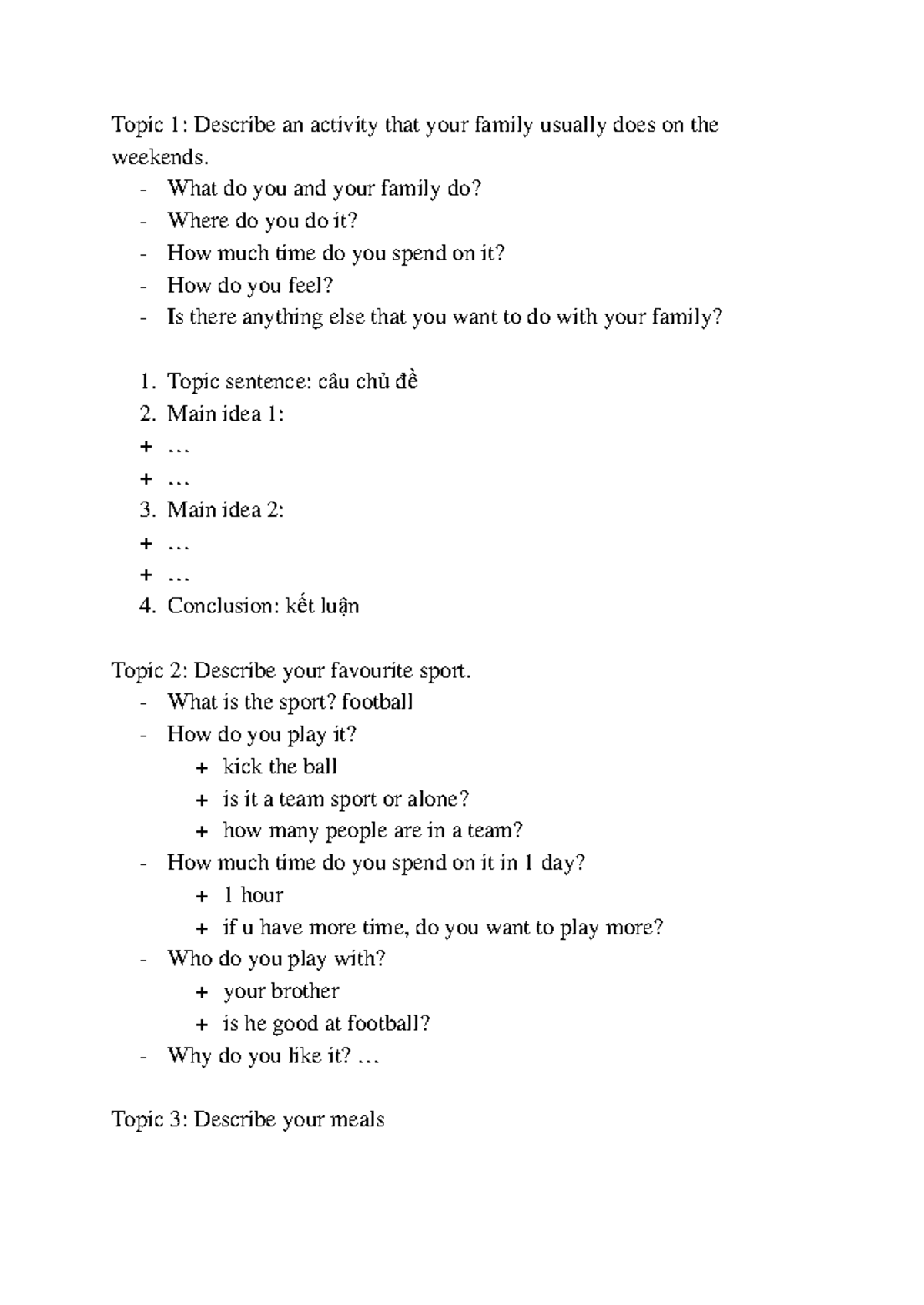 Speaking Topics for Grade 5 Students: Weekend Activities & More - Studocu