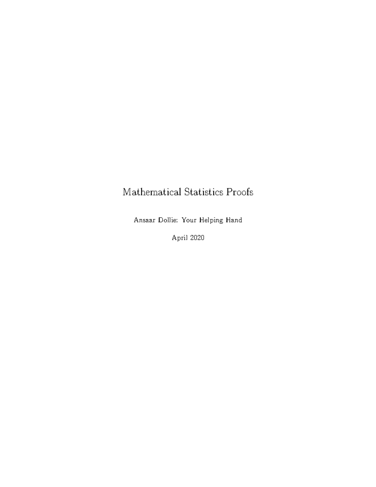 Mathematical Statistics Proofs - Practice Hard (MATH 2020) - Studocu