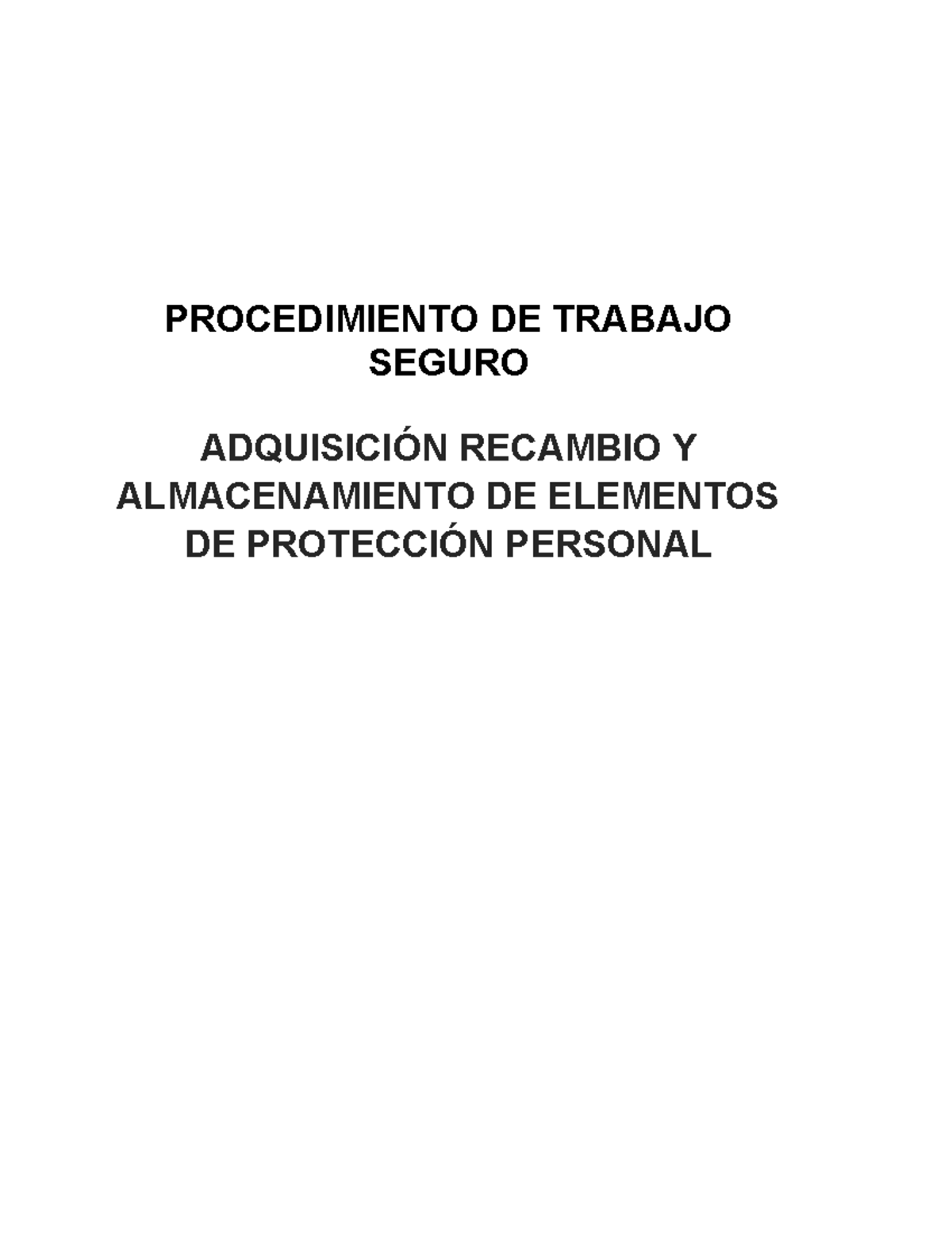 PTS: Procedimiento Seguro para Adquisición y Almacenamiento de EPP - Document Preview