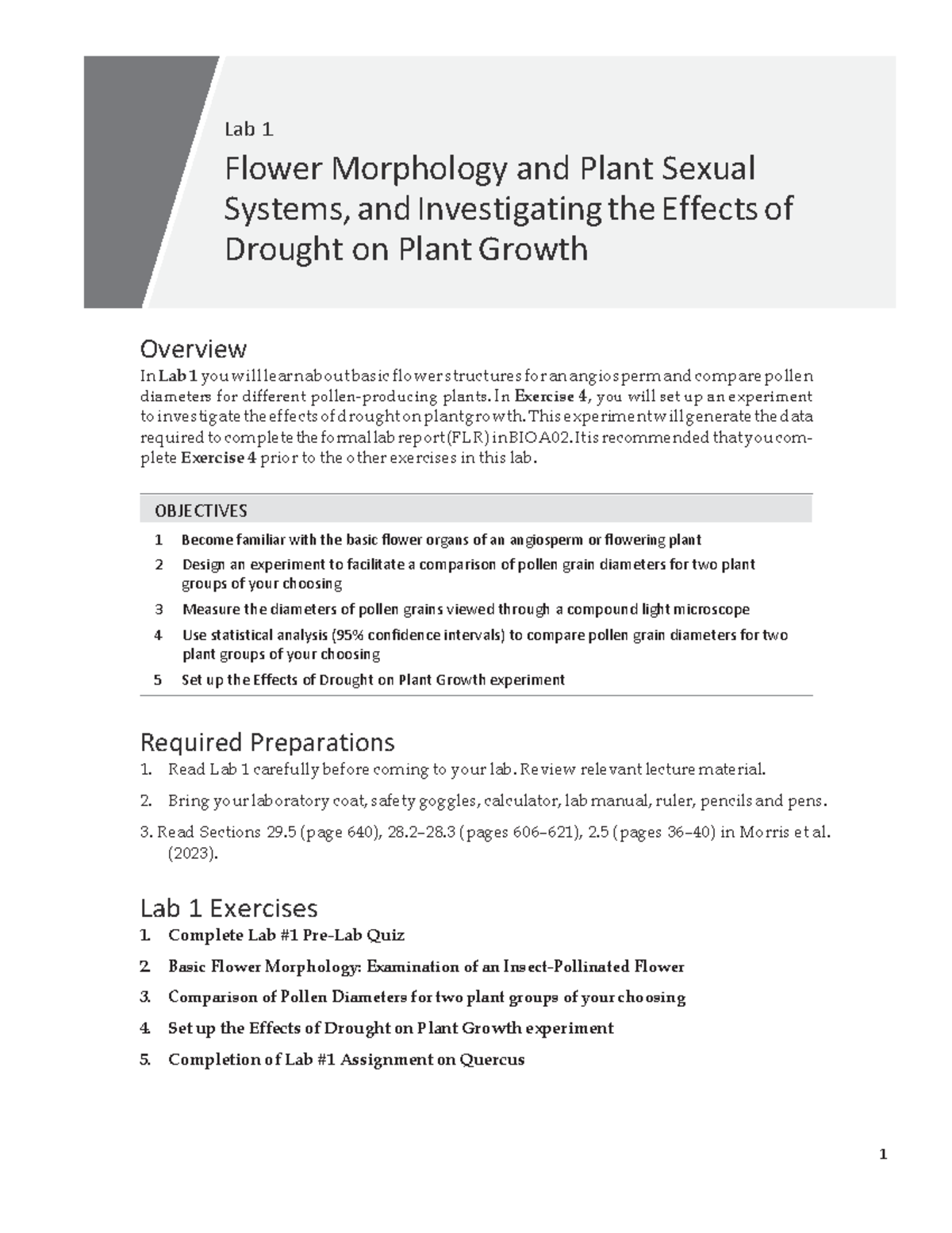 BIOA02 Lab 1: Flower Morphology & Drought Effects on Plant Growth - Studocu