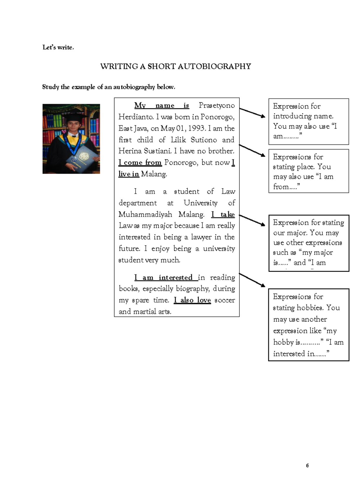 Autobiography Writing Guide for English Class - ENG101 - Studocu