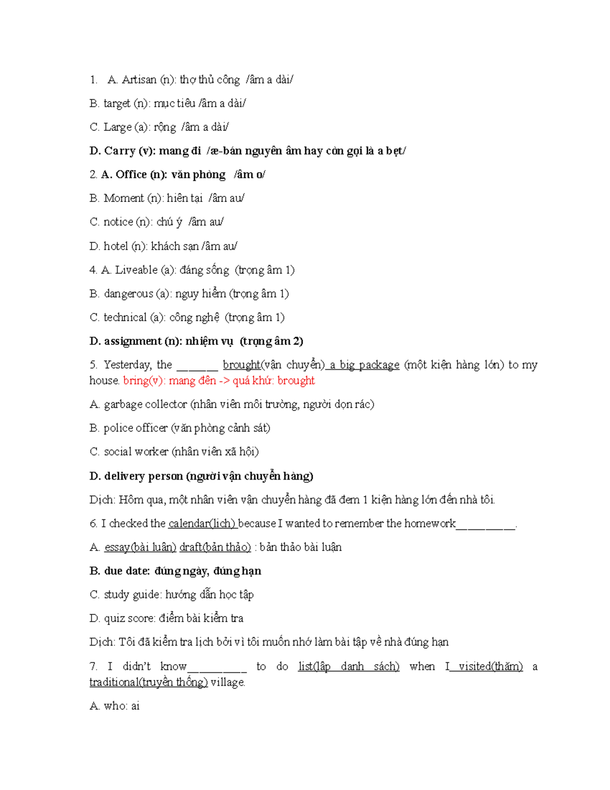 OLM Test Answers: Vocabulary, Grammar, and Reading Comprehension - Studocu
