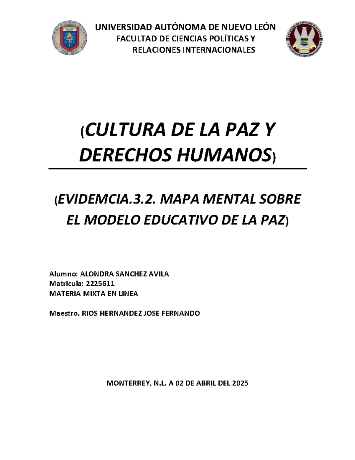 CPDH.EVI - Cultura de La Paz y derechos humanos - UNIVERSIDAD AUTÓNOMA ...