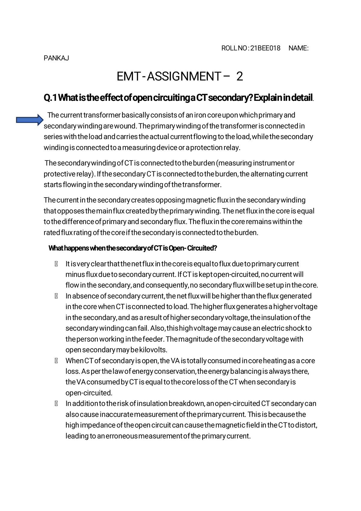 EMT Tutorial work - ROLLNO: 21BEE018 NAME: PANKAJ EMT-ASSIGNMENT– 2 Q ...