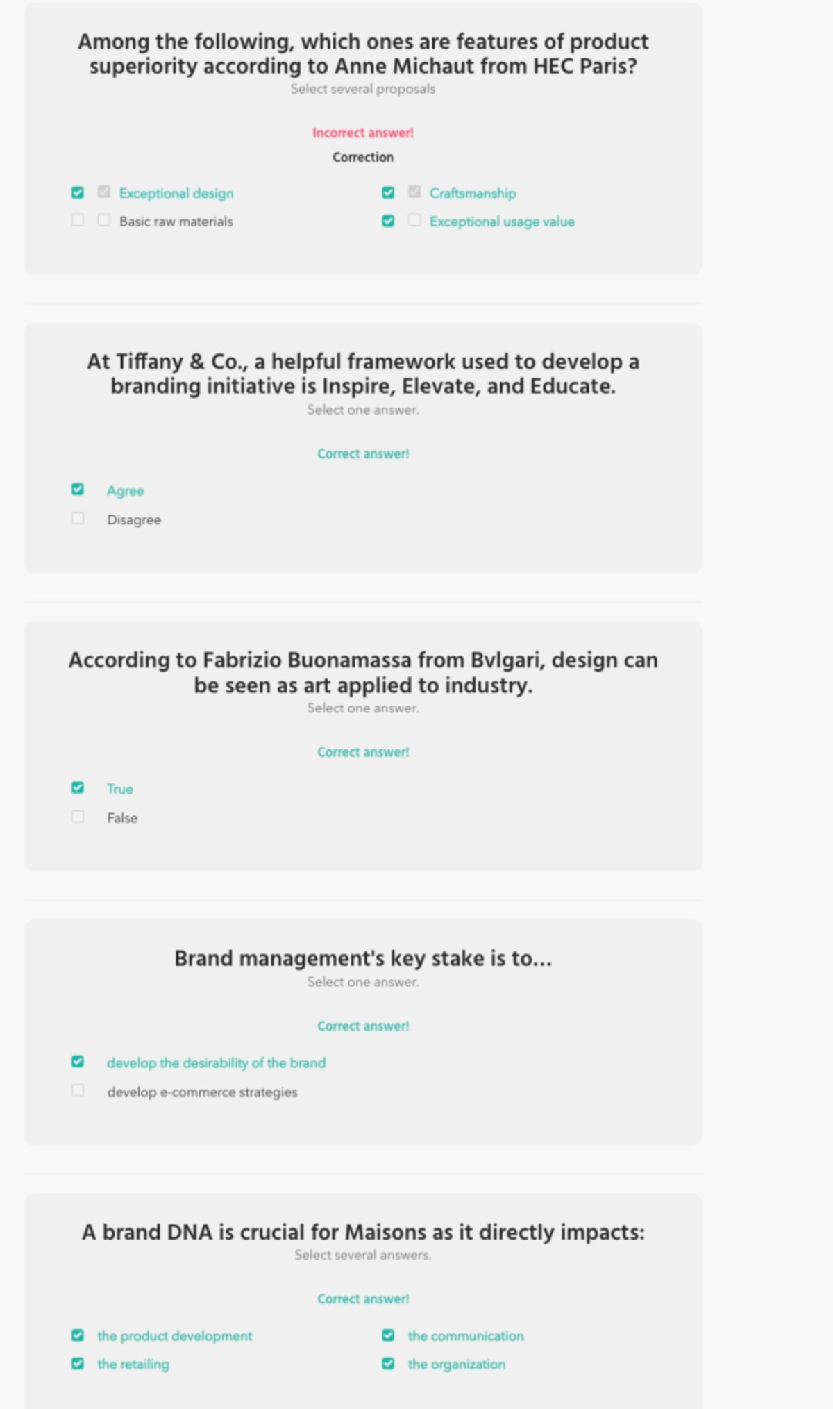 Corso LVMH Test finale - Among the following, which ones are features ...