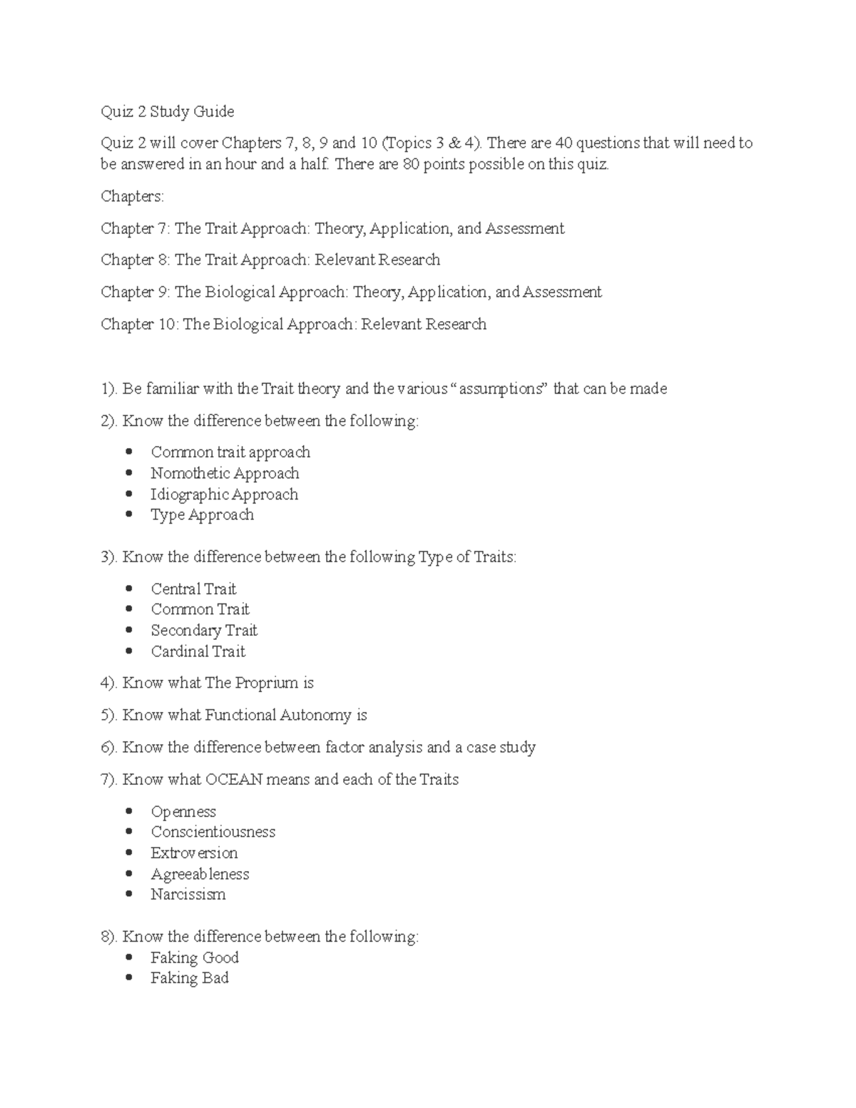 PSY255 Quiz 2 Study Guide: Key Concepts from Chapters 7-10 - Studocu