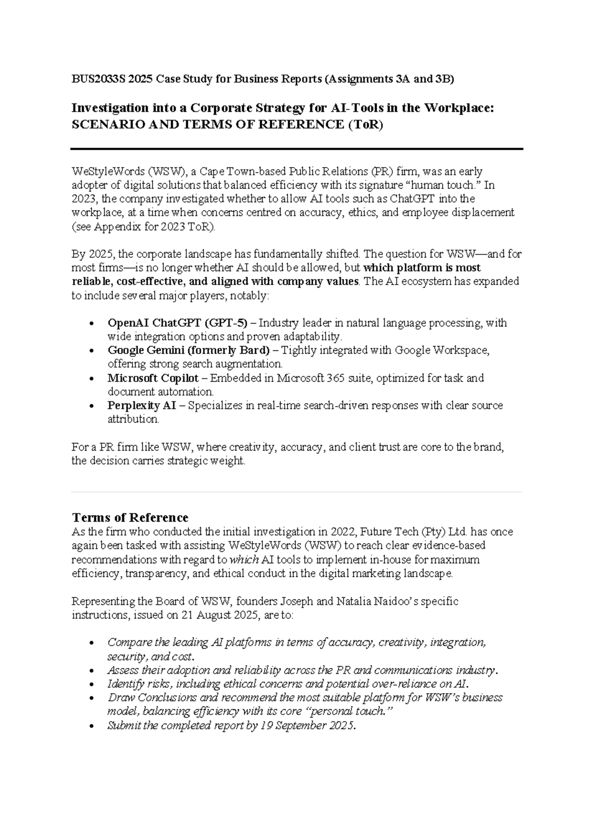 BUS2033S 2025 Case Study: Evaluating AI Tools for PR Strategies - Studocu