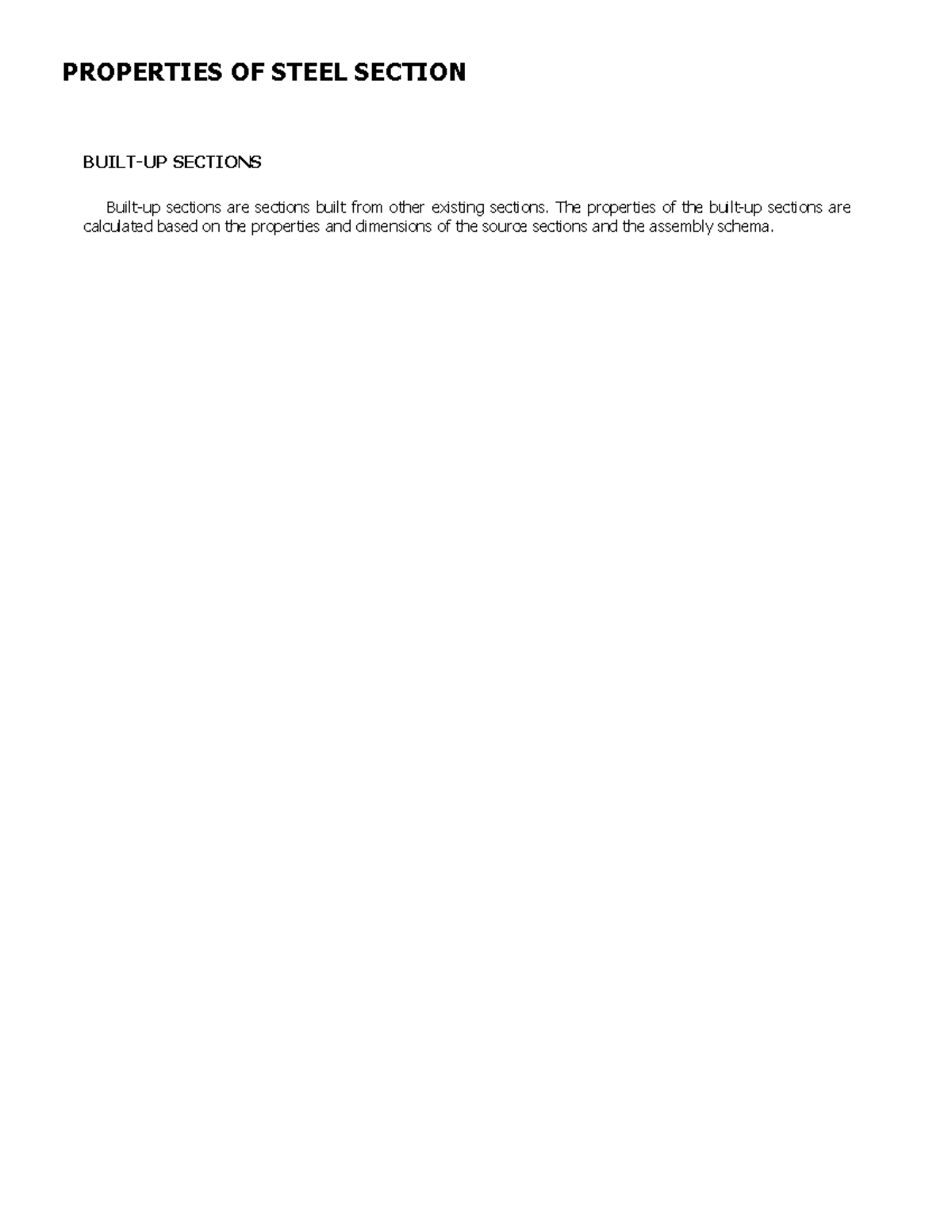 Properties of Steel Sections: Calculations for Built-Up Sections - Studocu