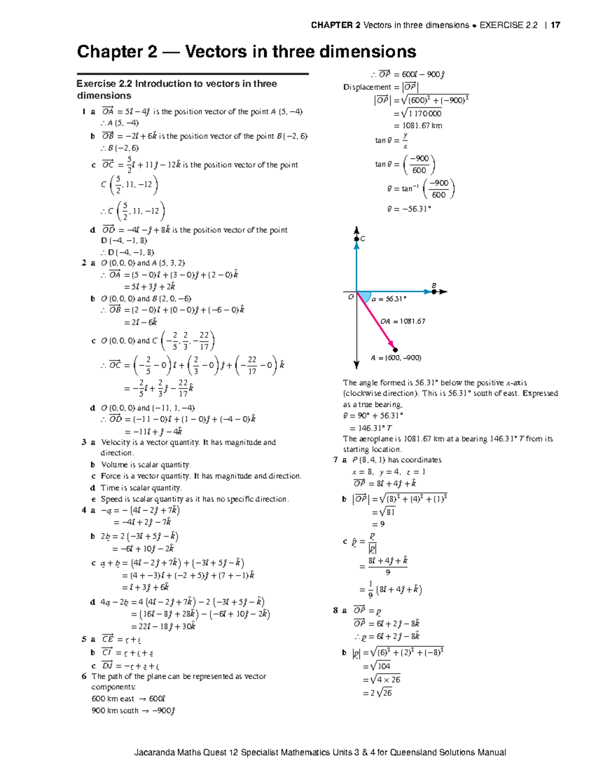 CHAPTER 2 Vectors in Three Dimensions - Exercise 2.2 Solutions - Studocu