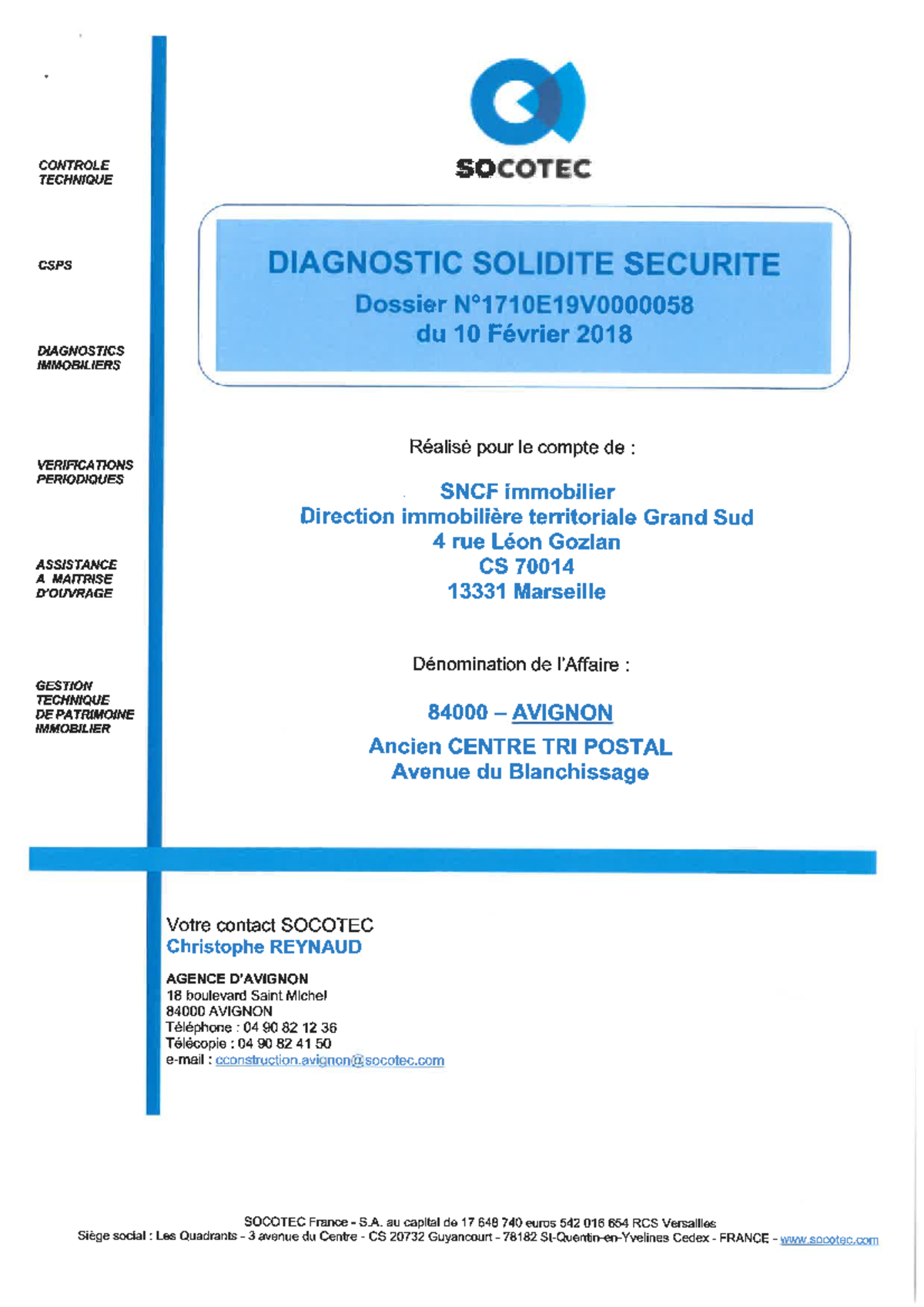 Diagnostic de Solidité et Sécurité - Dossier AVIGNON - CSPS - Studocu