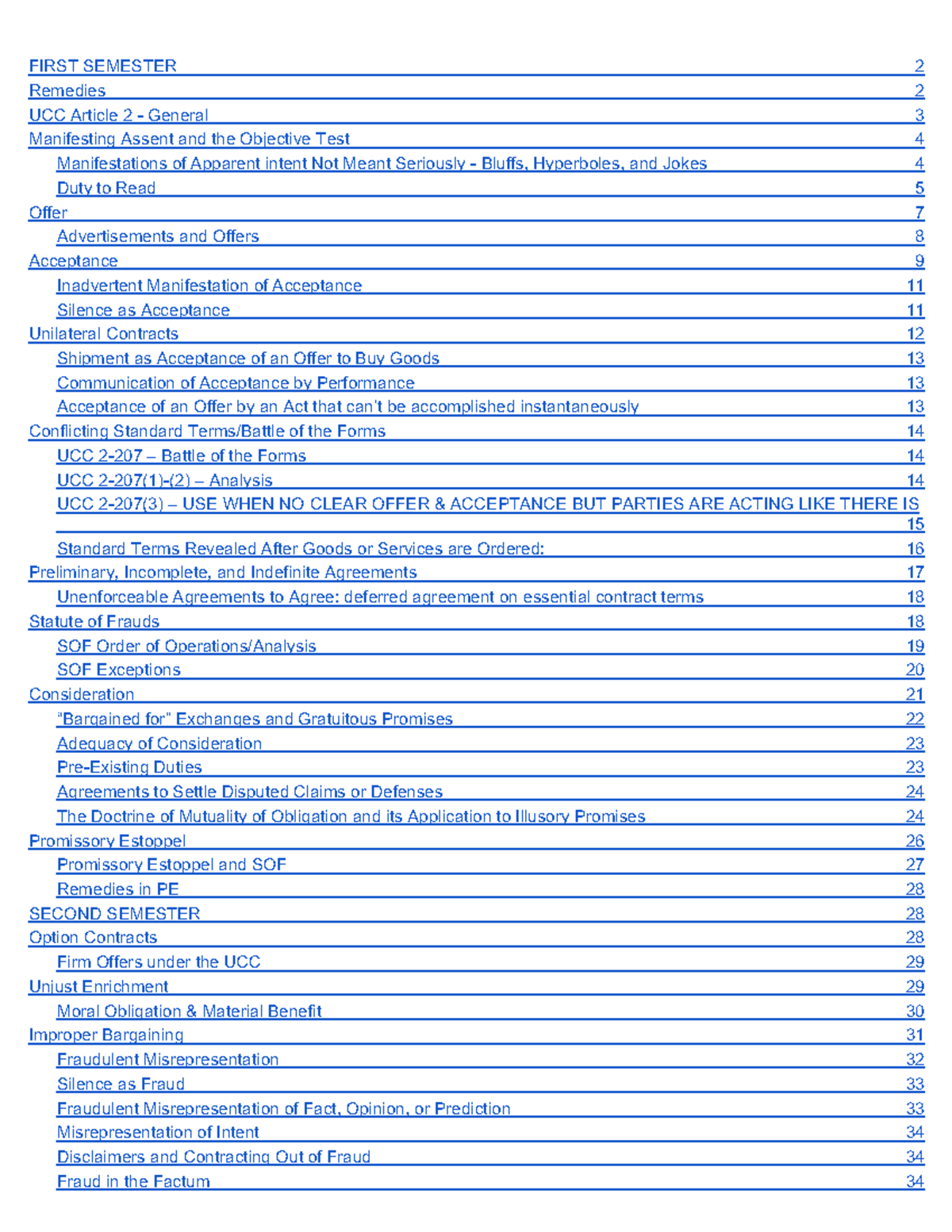 Midterm Outline: Contracts (Course Code: LAW 101) - Key Concepts and ...