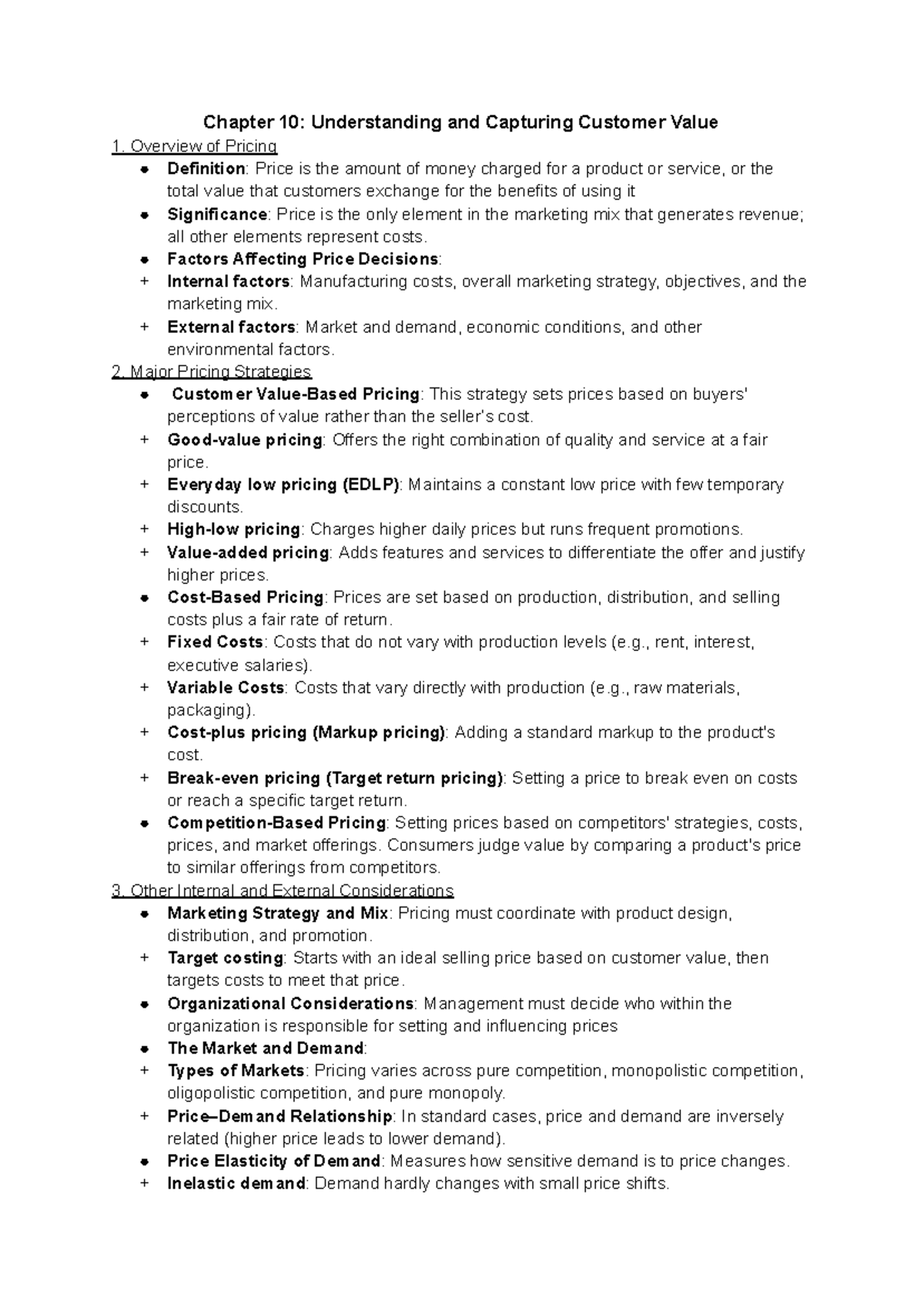 Chapter 10: Understanding Customer Value & Pricing Strategies in ...