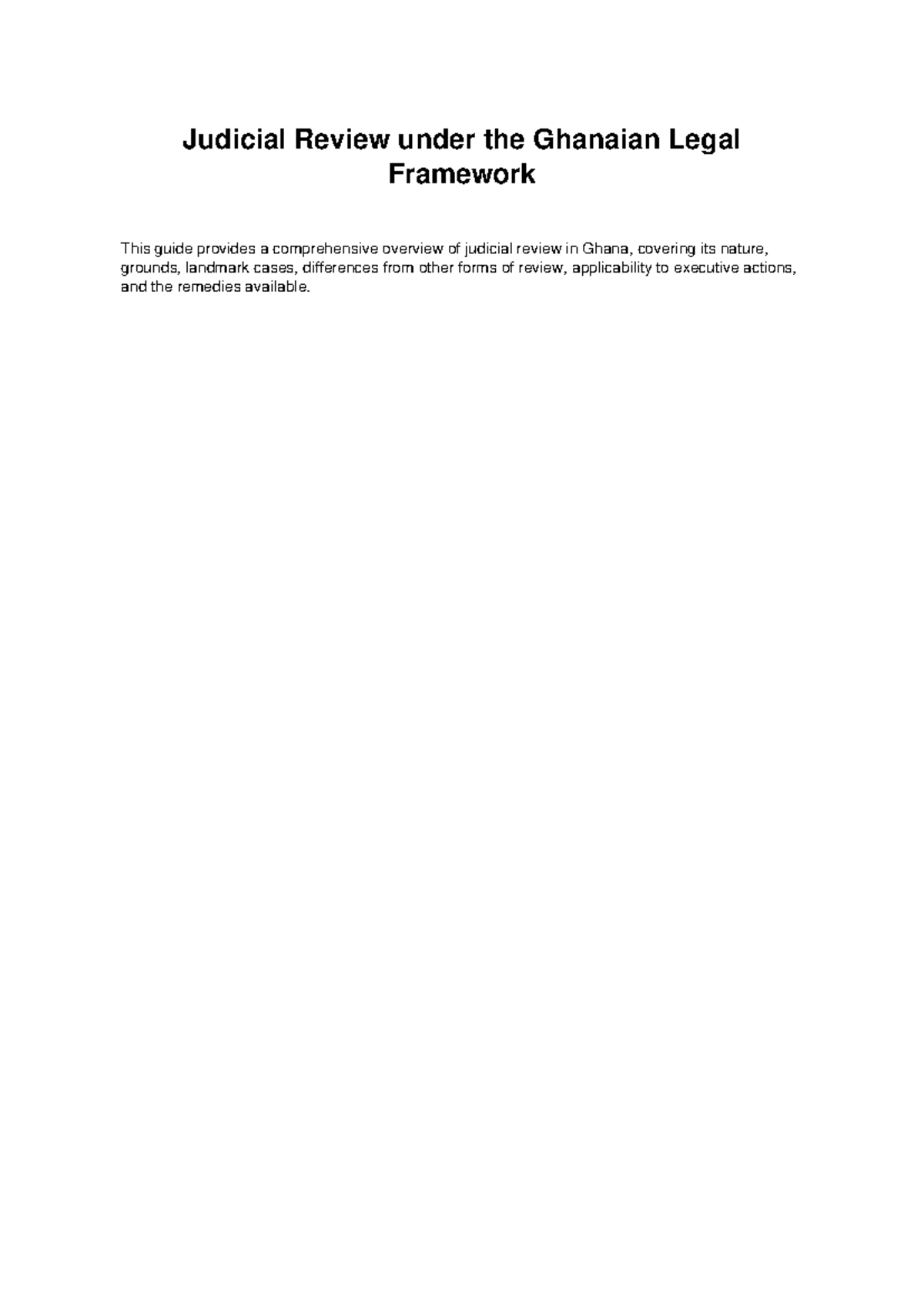 Judicial Review in Ghana: A Comprehensive Guide to Legal Framework ...