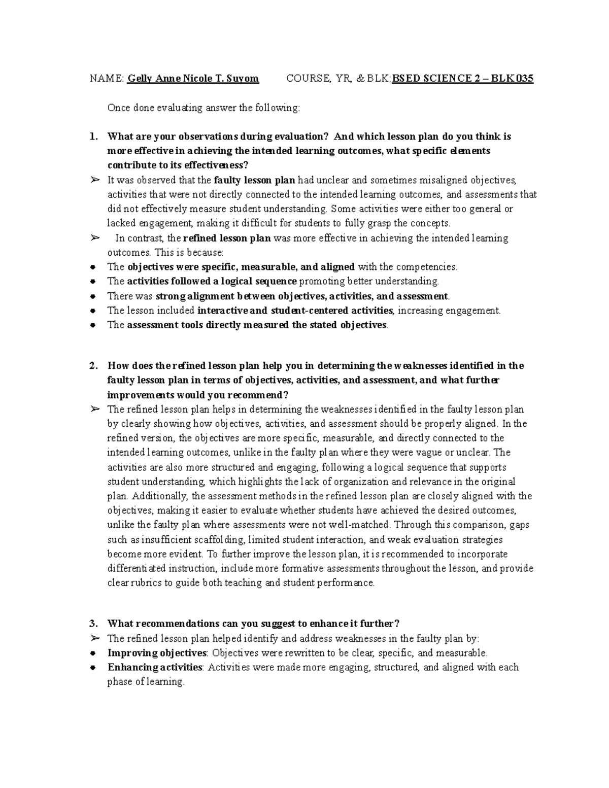 Activity L3.1: Evaluating Lesson Plans for Effective Learning Outcomes ...